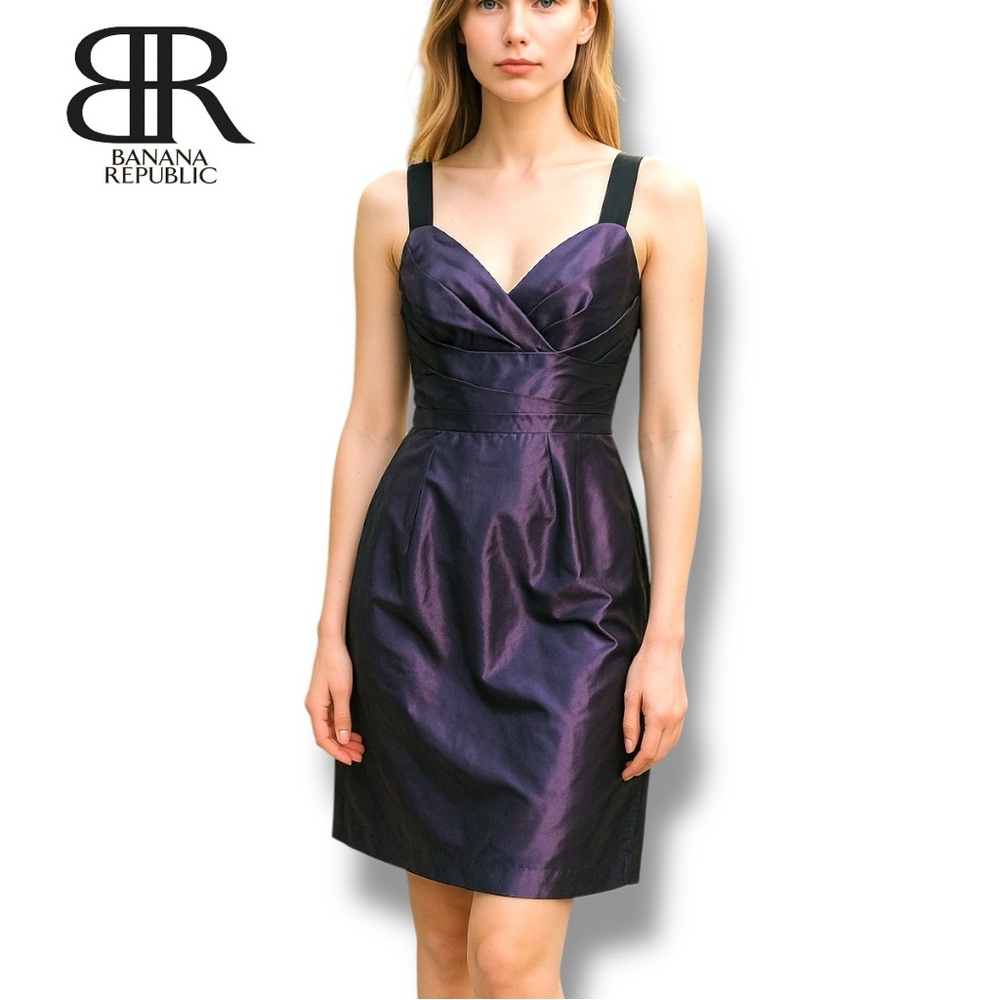 Banana Republic Dress Metallic Purple Iridescent Prom HoCo Cocktail | Size 12P